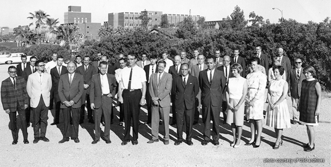 OSC group photo on September 13, 1967. B. Roy Frieden can be seen in the front row, second from left.