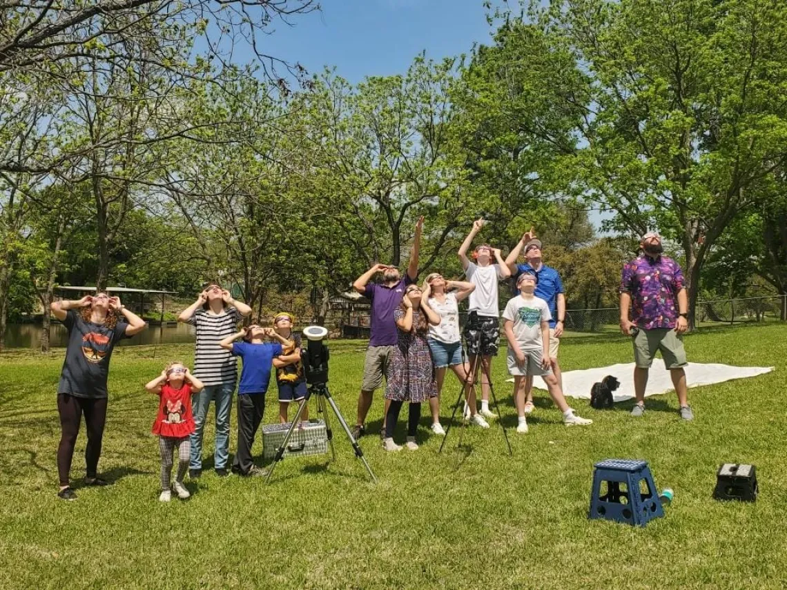 Amee Hennig's Family Watches the Total Solar Eclipse in Granbury, TX