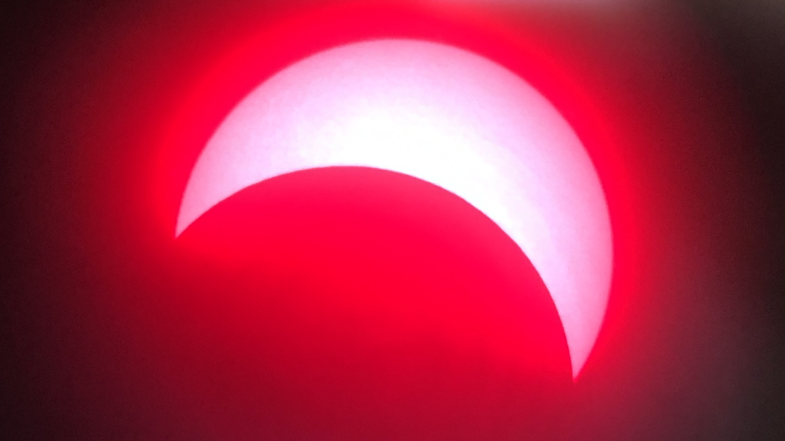 Partial Solar Eclipse through a Hydrogen Alpha Telescope, by Arya Fatehi